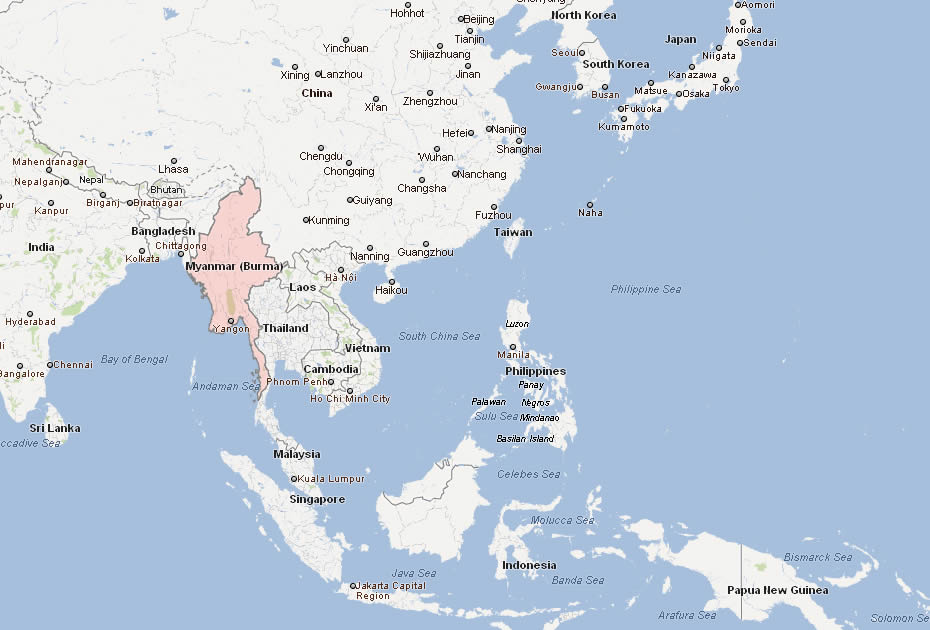 harita myanmar burma asya